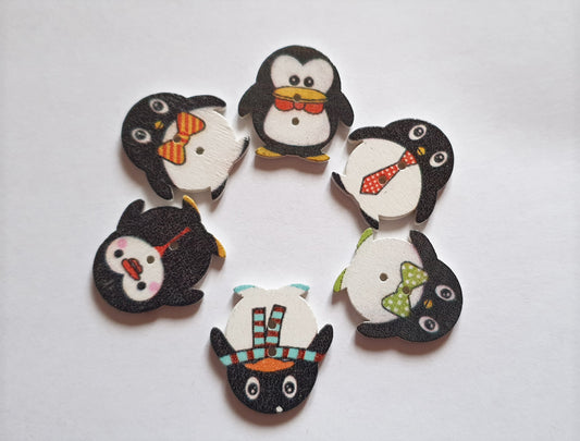 PENGUIN / 24*23mm / Wooden Buttons / Sewing Buttons