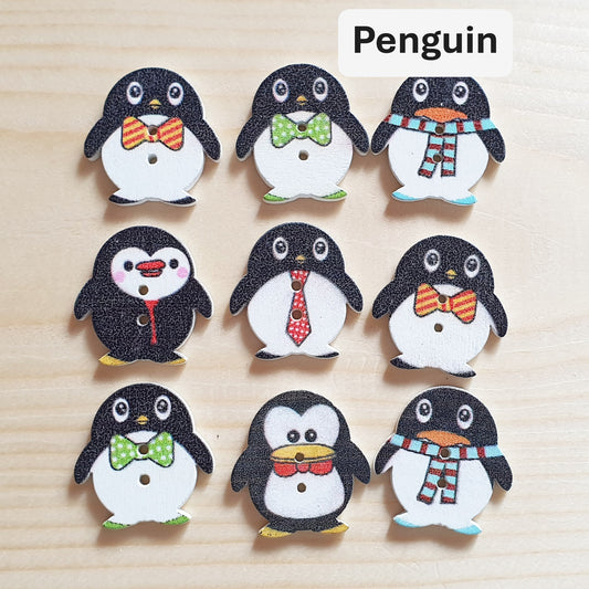 Clearance // PENGUIN / 8 buttons / Wooden Buttons / Sewing Buttons