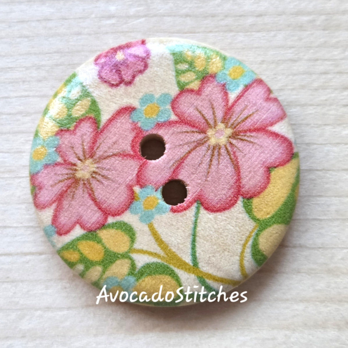 PASTEL FLORALS / 30mm - 5 buttons / Wooden Buttons / Sewing Buttons (Set A)