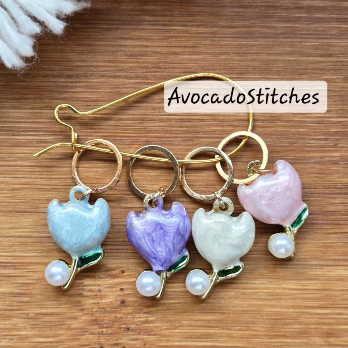 PASTEL TULIPS - 4 pieces / Knitting Crochet Stitch Markers / Notions