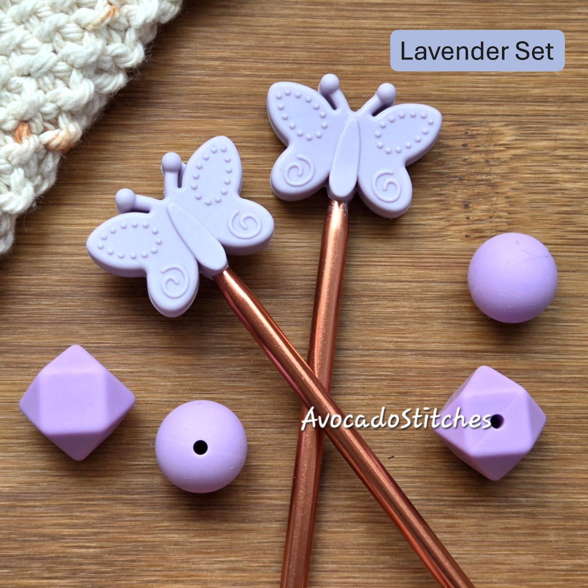 Clearance // PASTEL BUTTERFLY STITCH STOPPERS / Knitting Needle Toppers / Notions