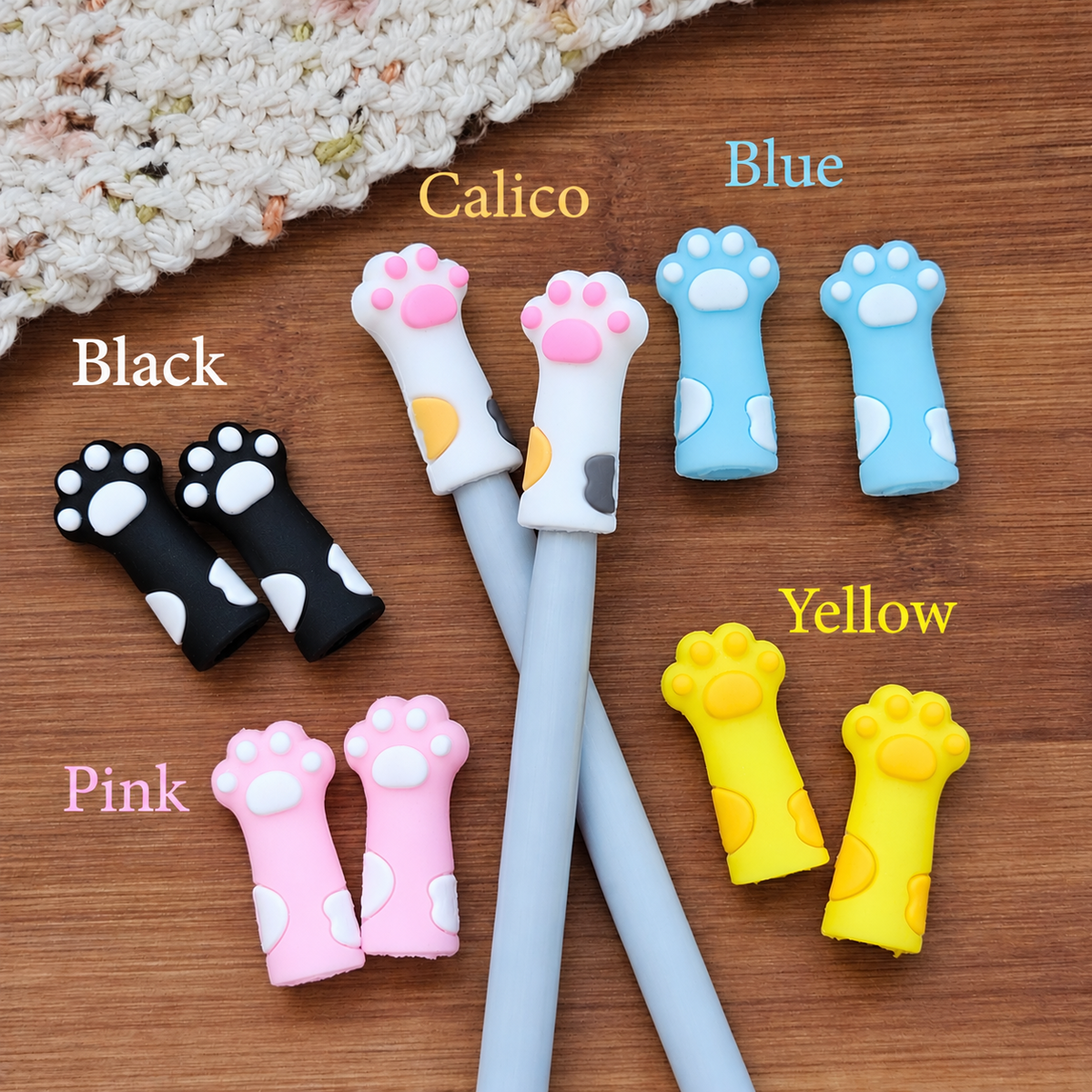 Clearance (selective colours) // PAW STITCH STOPPERS / 2 pieces / Knitting Needle Toppers / Point Protection / Notions