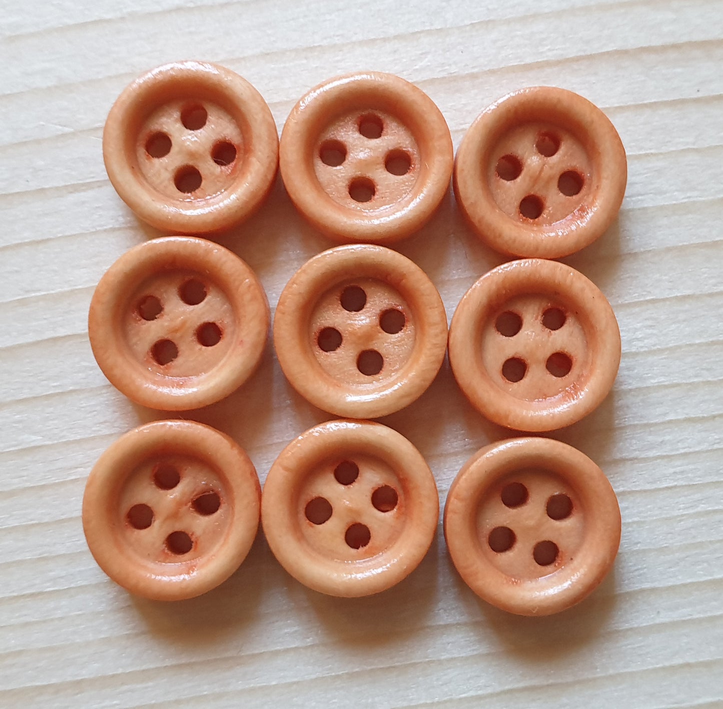 4-HOLE PEACH ORANGE BROWN / 10-25mm / Wooden Buttons / Sewing Buttons