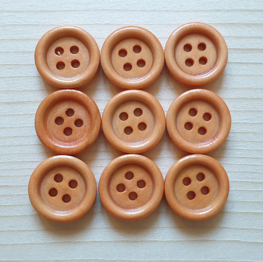 4-HOLE PEACH ORANGE BROWN / 10-25mm / Wooden Buttons / Sewing Buttons