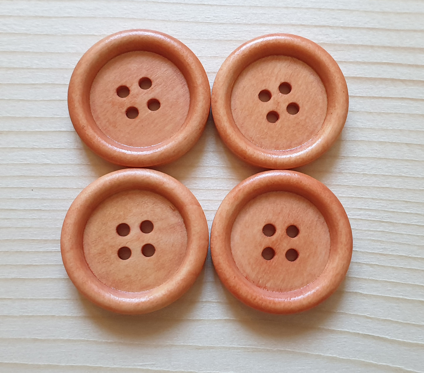 4-HOLE PEACH ORANGE BROWN / 10-25mm / Wooden Buttons / Sewing Buttons