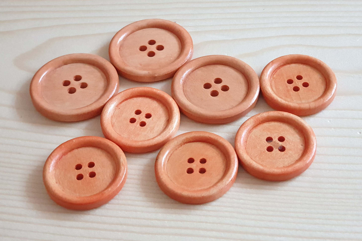 4-HOLE PEACH ORANGE BROWN / 30mm 35mm / Wooden Buttons / Sewing Buttons