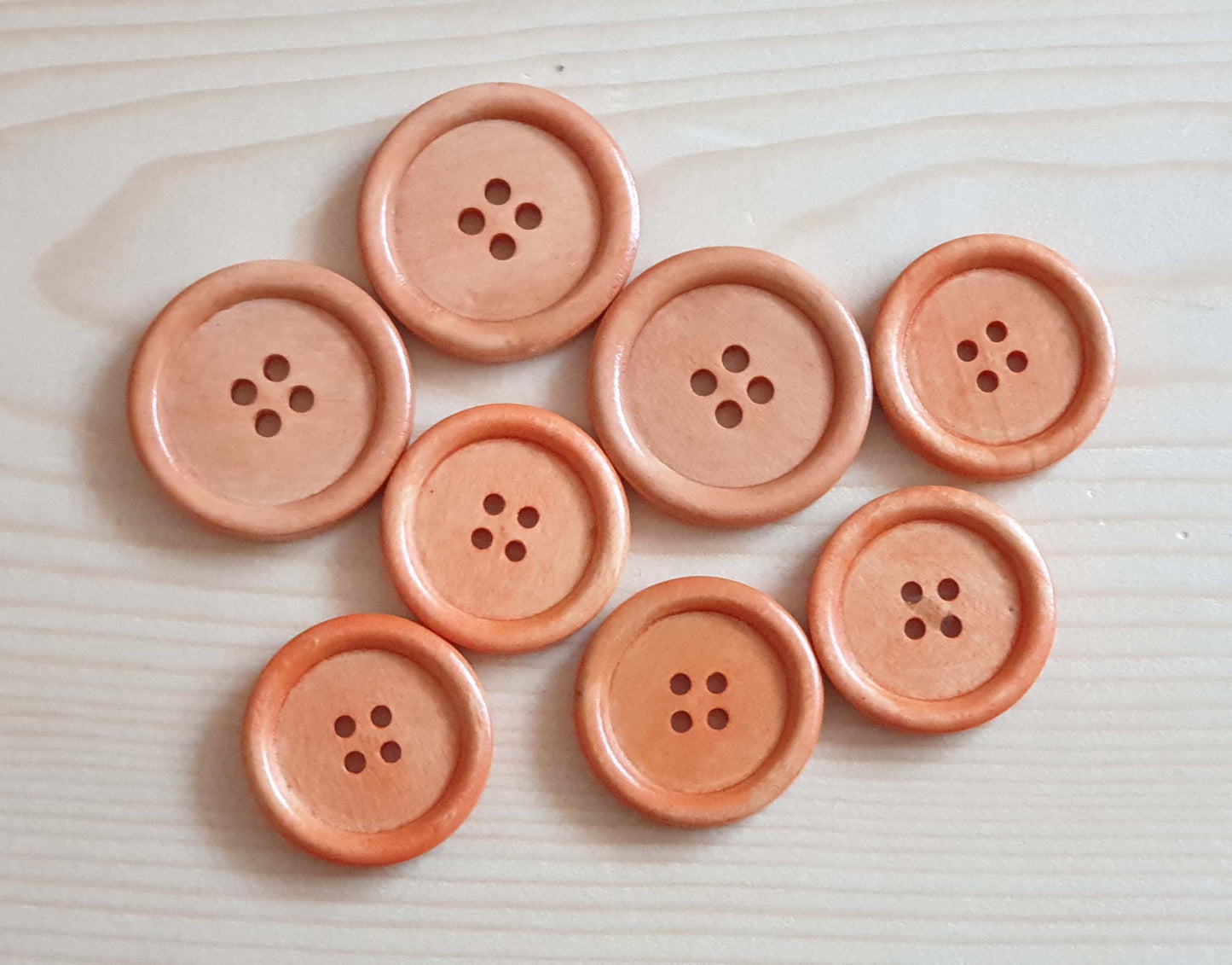 4-HOLE PEACH ORANGE BROWN / 30mm 35mm / Wooden Buttons / Sewing Buttons