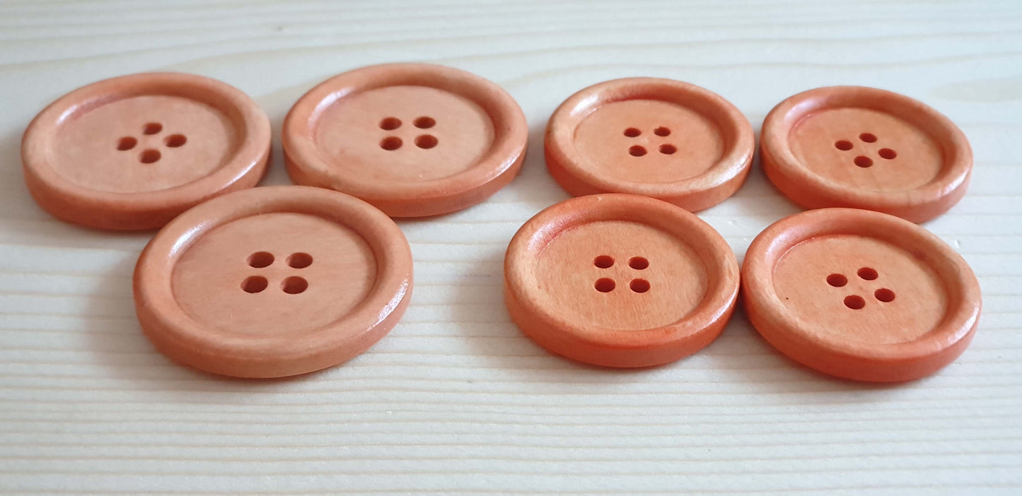 4-HOLE PEACH ORANGE BROWN / 30mm 35mm / Wooden Buttons / Sewing Buttons