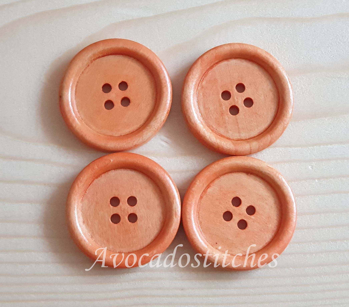 4-HOLE PEACH ORANGE BROWN / 10-25mm / Wooden Buttons / Sewing Buttons