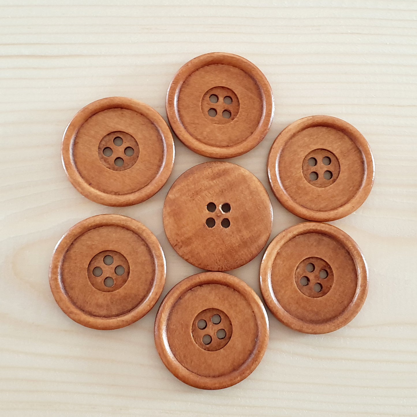 CLASSIC 4-HOLE / Peanut Brown Wooden Buttons / 40mm (Set of 2)