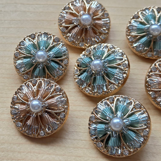 PEARL BLOSSOM / Metal Shank Buttons / 23mm (Set of 2)