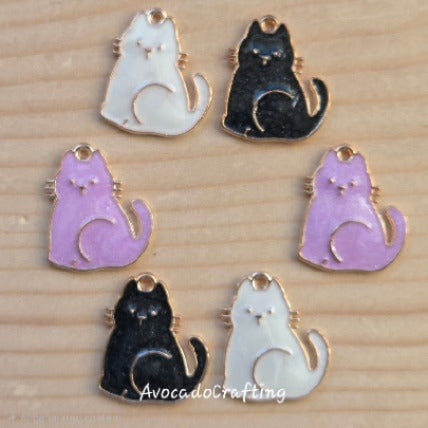 10 pieces // Pearl Cat Charm / 20*18mm / Jewelry Making