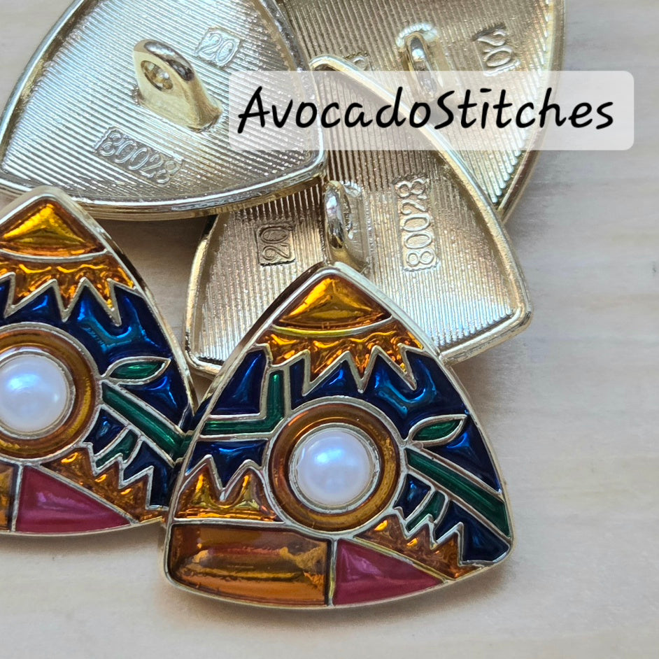 PEARL of the SUN / 20mm - 2 buttons / Metal Enamel Shank Buttons / Sewing Buttons