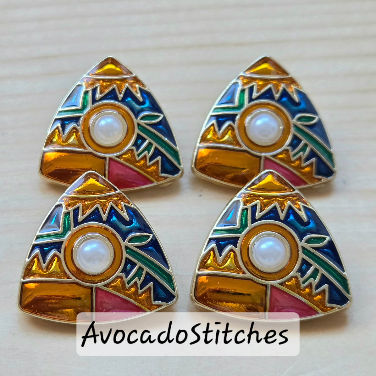 PEARL of the SUN / 20mm - 2 buttons / Metal Enamel Shank Buttons / Sewing Buttons