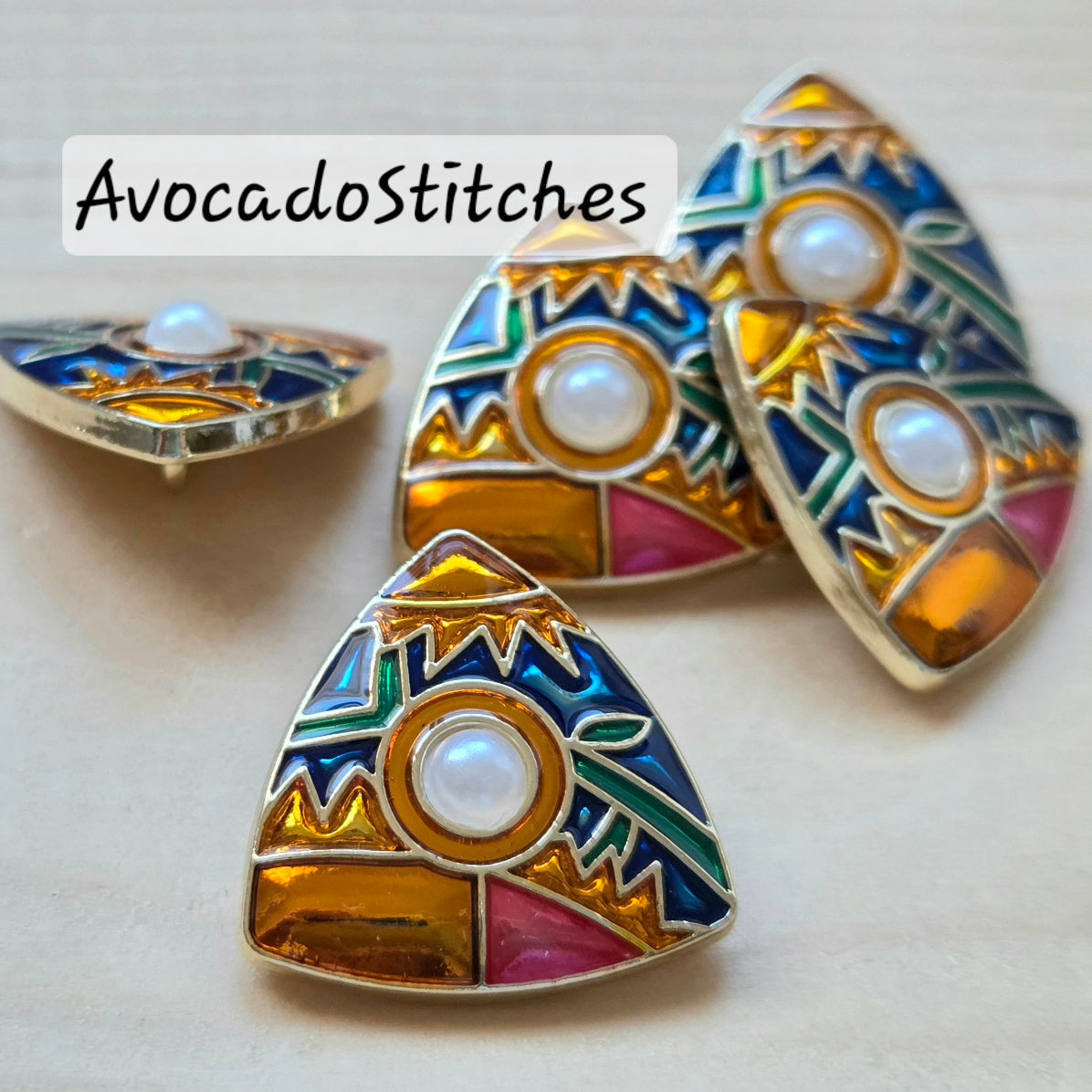 PEARL of the SUN / 20mm - 2 buttons / Metal Enamel Shank Buttons / Sewing Buttons