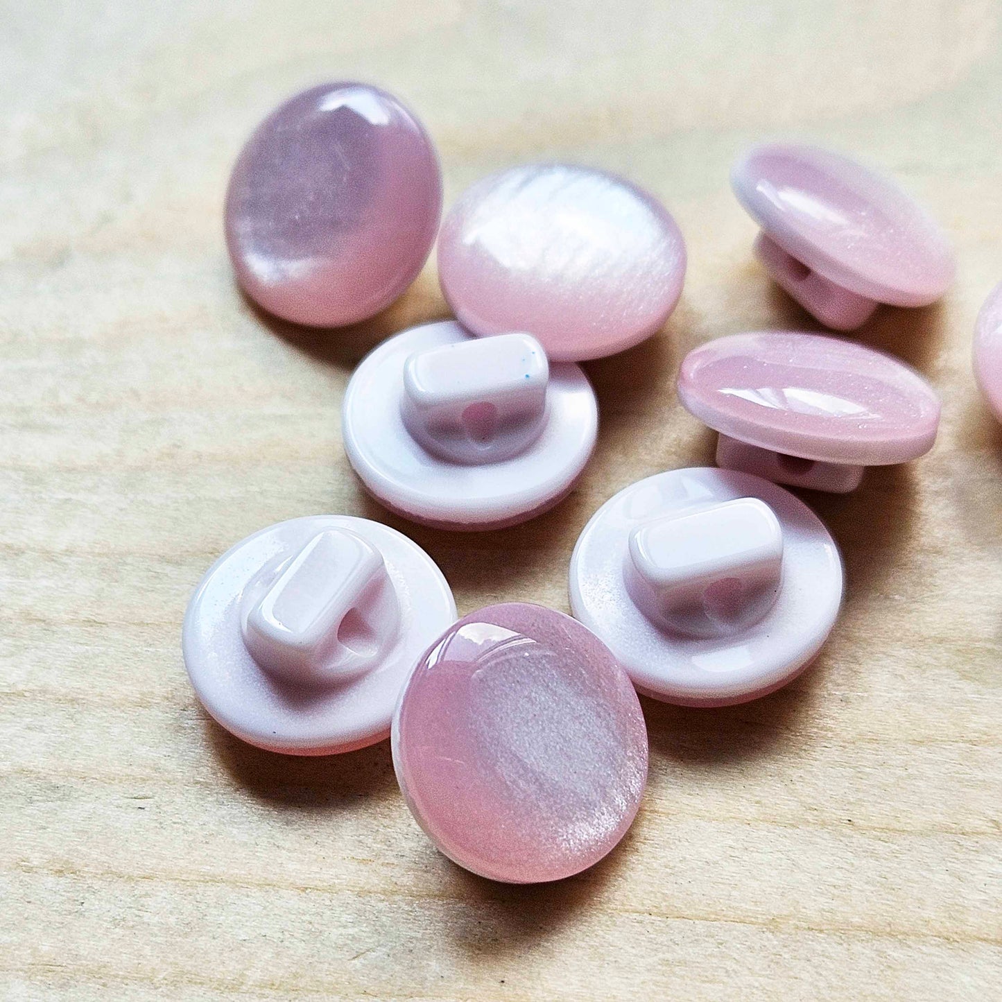 MINI PEARL PINK / Resin Imitation Pearl Shank Buttons / 11mm (Set of 10)