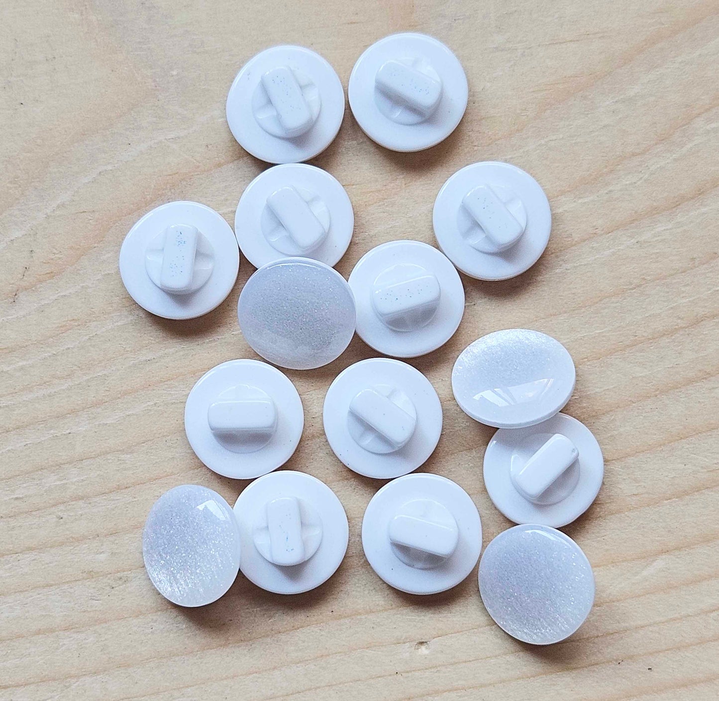 WHITE PEARL IMITATION SHANK / 11mm - 6 buttons / Resin Shank Buttons / Sewing Buttons