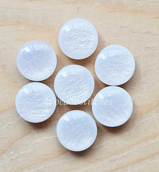 WHITE PEARL IMITATION SHANK / 11mm - 6 buttons / Resin Shank Buttons / Sewing Buttons