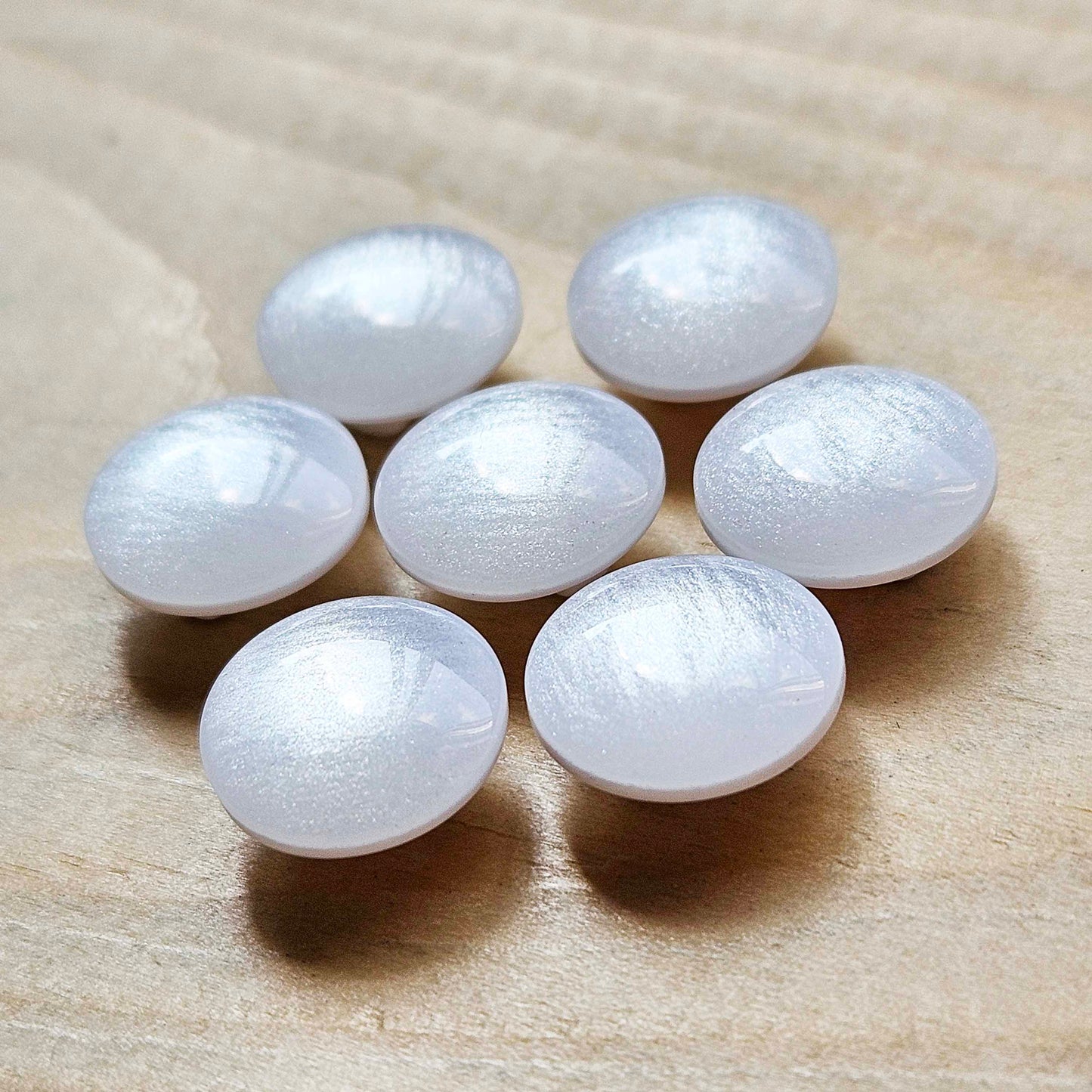 WHITE PEARL IMITATION SHANK / 11mm - 6 buttons / Resin Shank Buttons / Sewing Buttons