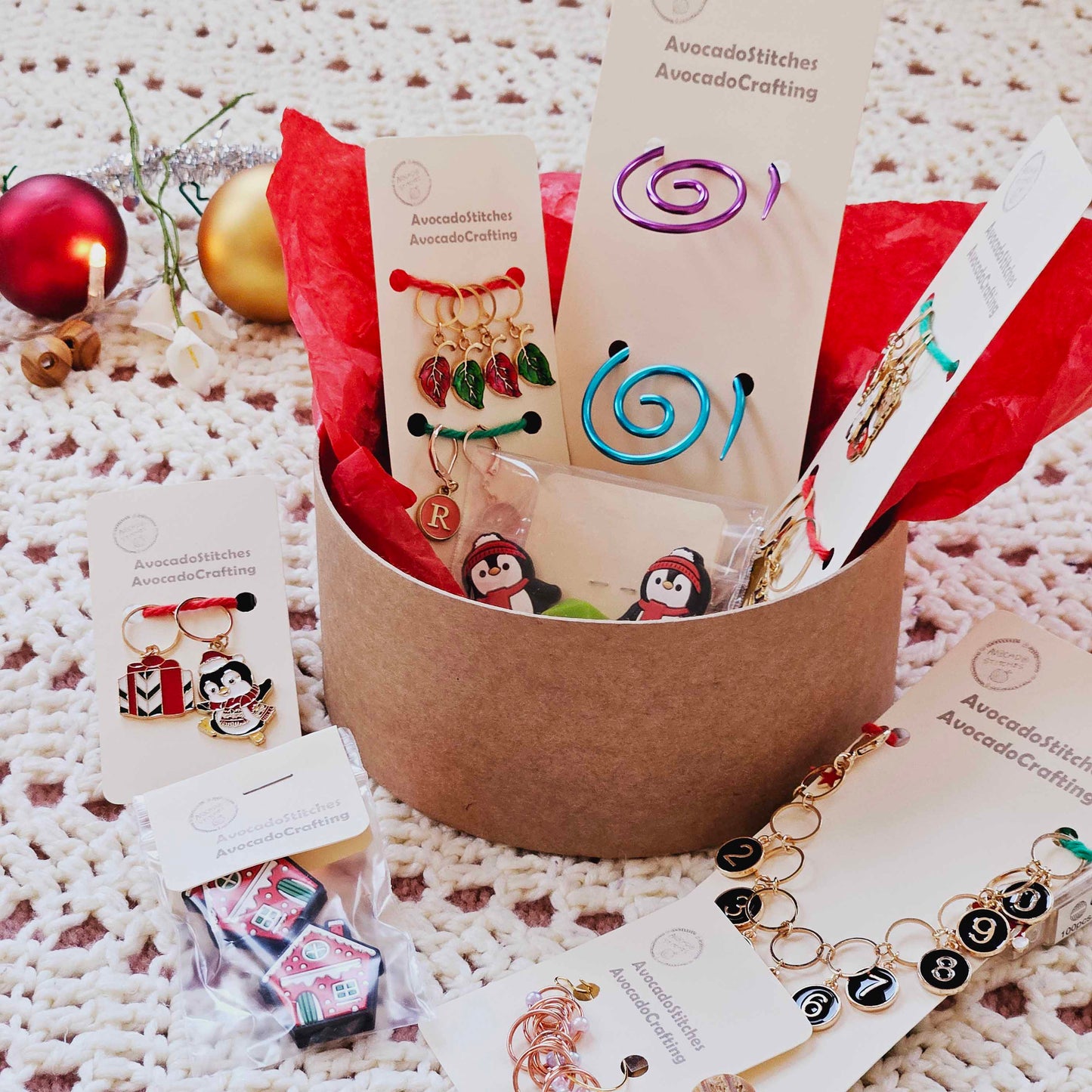 HOLIDAY GIFT BOX - Penguin Wonderland / Gifts for Knitters / Christmas Holiday Gifts