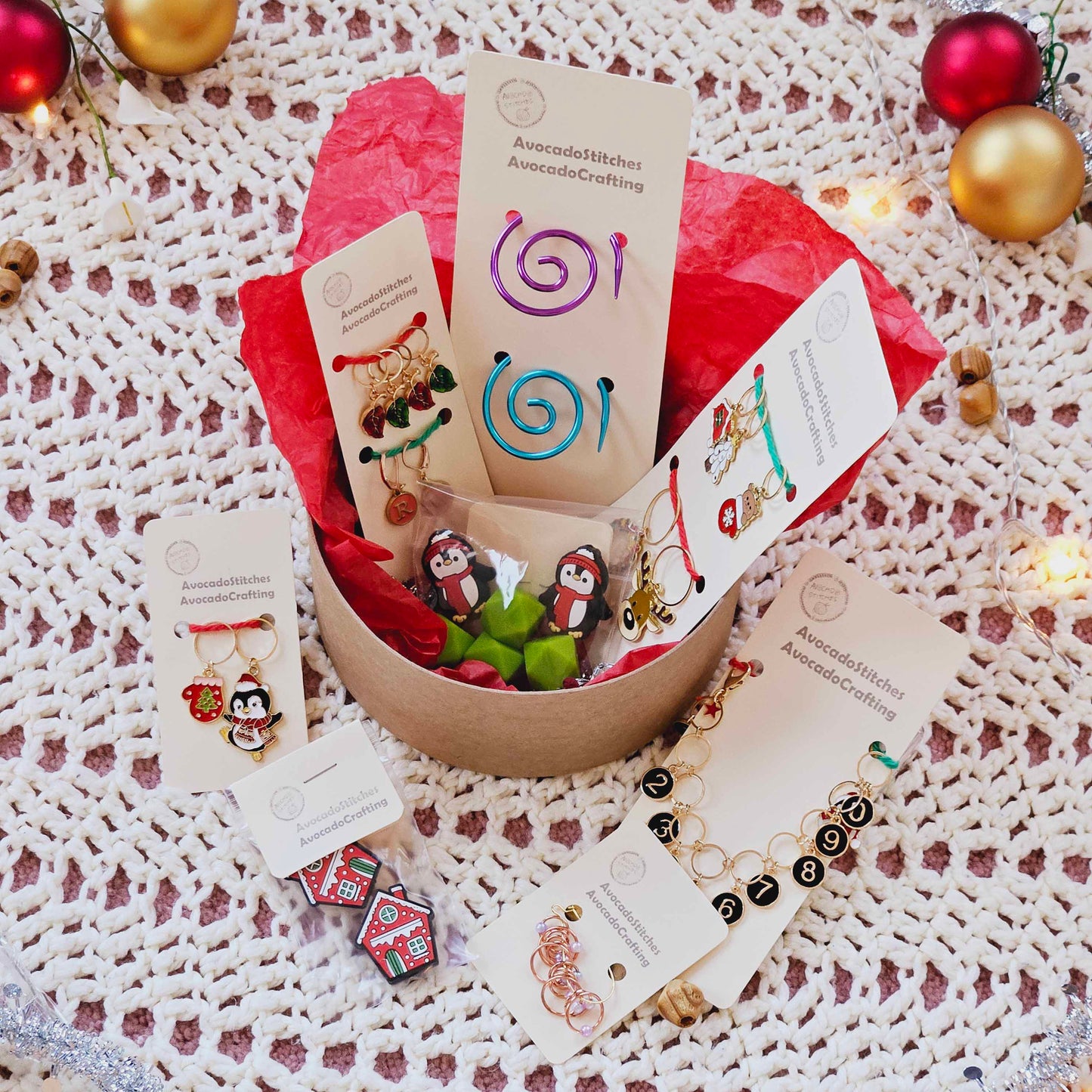 HOLIDAY GIFT BOX - Penguin Wonderland / Gifts for Knitters / Christmas Holiday Gifts