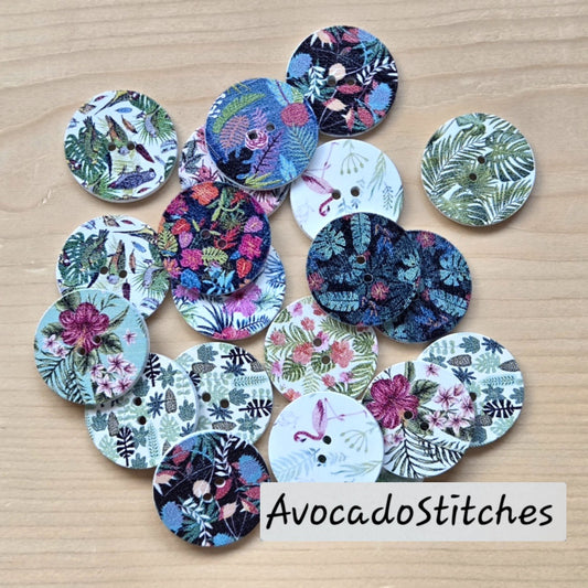PETAL MEADOW / 15-25mm / 8 buttons / Wooden Buttons / Sewing Buttons