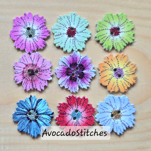 PETAL SET / 20*20mm / 8 buttons / Wooden Buttons / Sewing Buttons