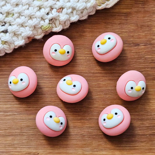 PINK PENGUIN Resin Shank Buttons — 20×18mm Novelty Sewing Buttons (Set of 4)