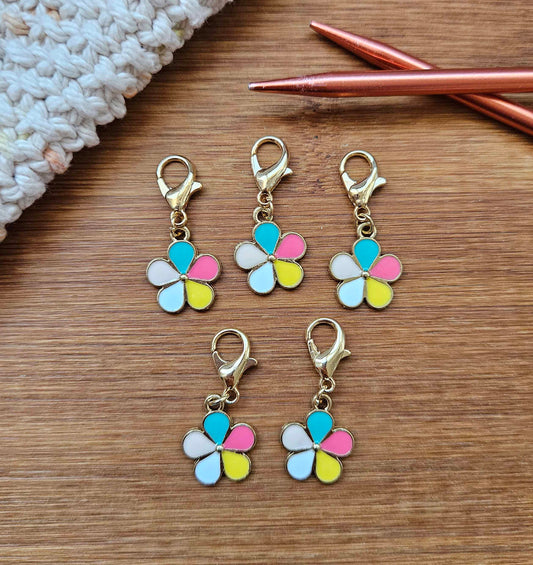 PINWHEEL FLOWER - 5 pieces / Knitting Crochet Stitch Markers / Notions