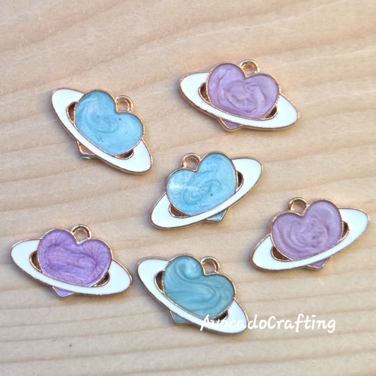 10 pieces // Planet Heart Charms / 22*18mm / Jewelry Making