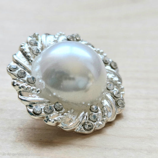 PRINCESS PEARL / Pearl White Metal Shank Buttons / 22.5mm (Set of 2)