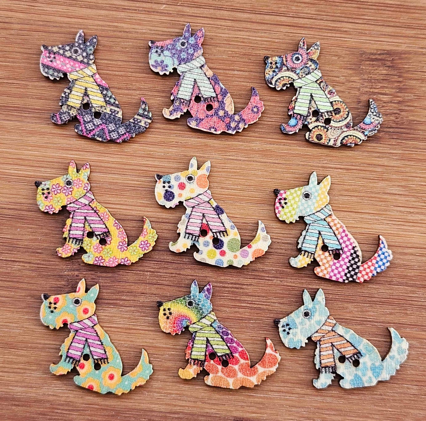 Clearance // PUPPY ART / Wooden Buttons (Set of 8)