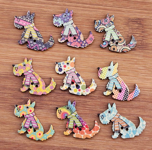 PUPPY ART / Wooden Buttons (Set of 10)