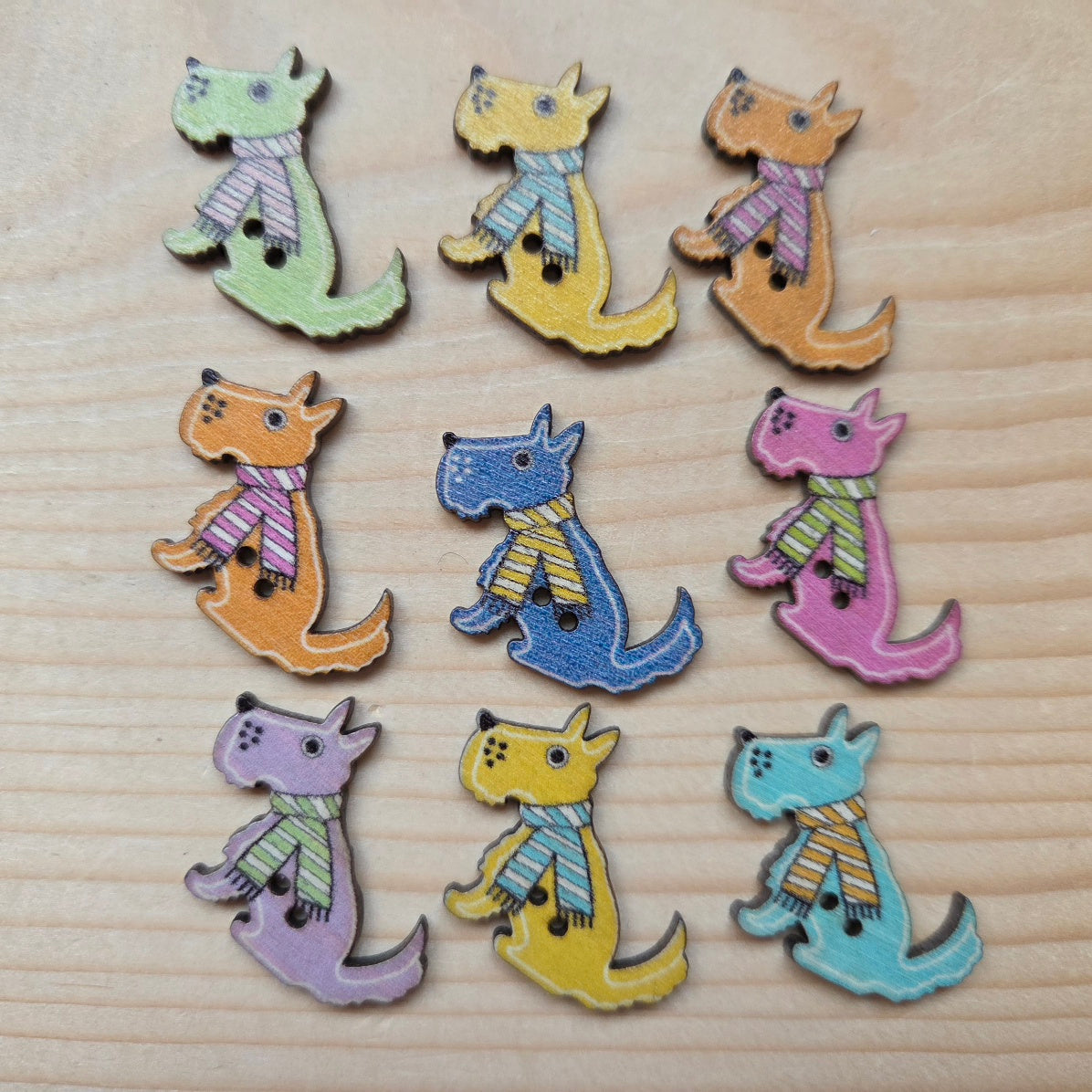 PUPPY ART / Wooden Buttons (Set of 10) (Set B)
