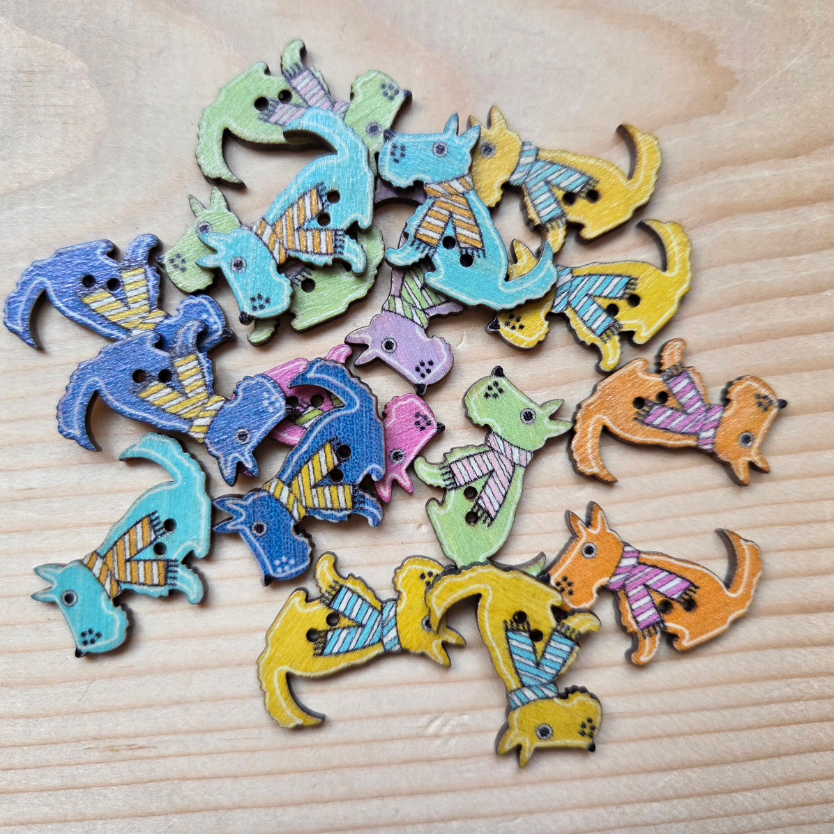 PUPPY ART / Wooden Buttons (Set of 10) (Set B)