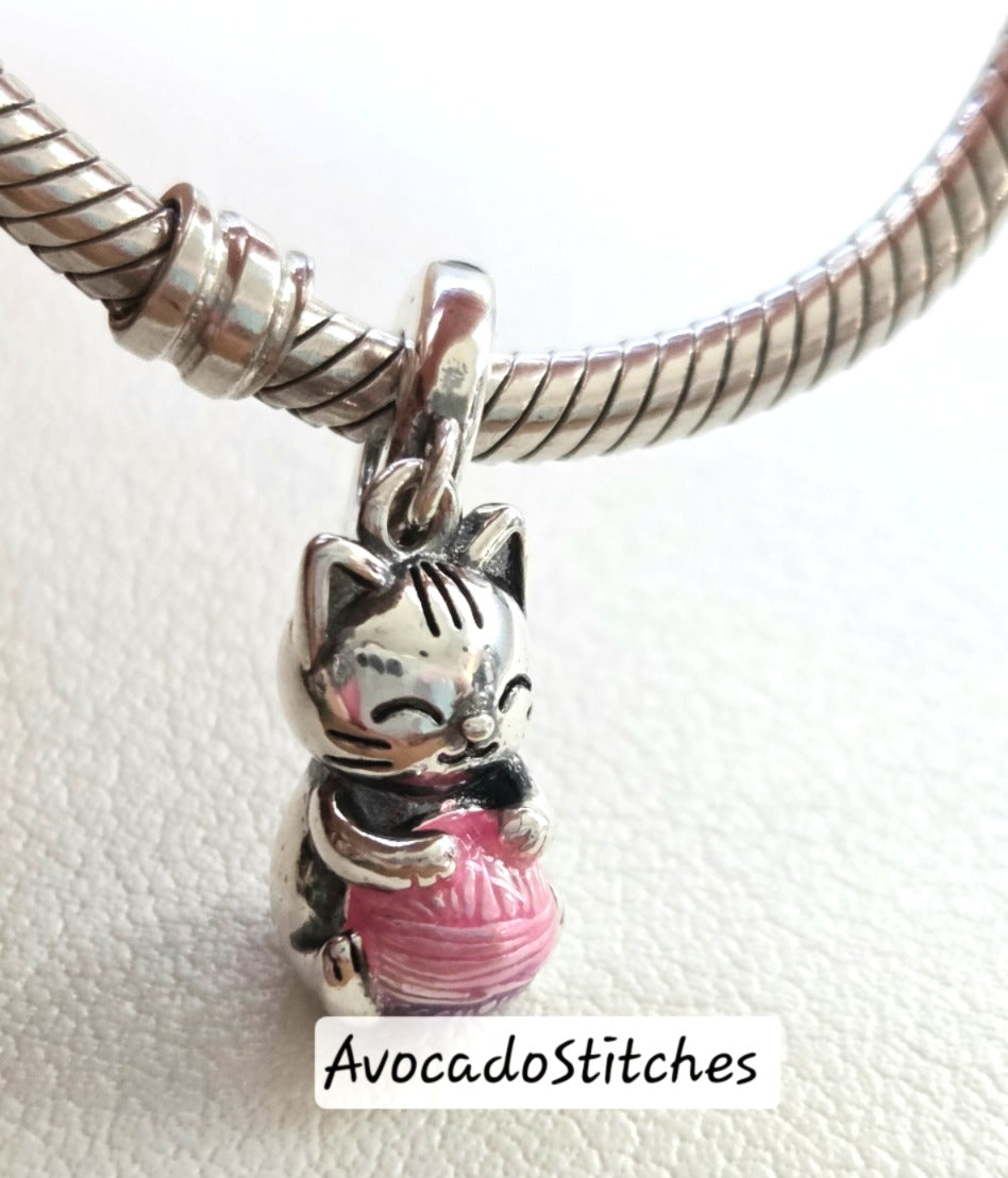 Clearance // PURRFECT TWIST -  European Style Charm / Copper Charm / Knitter Crocheter Jewelry