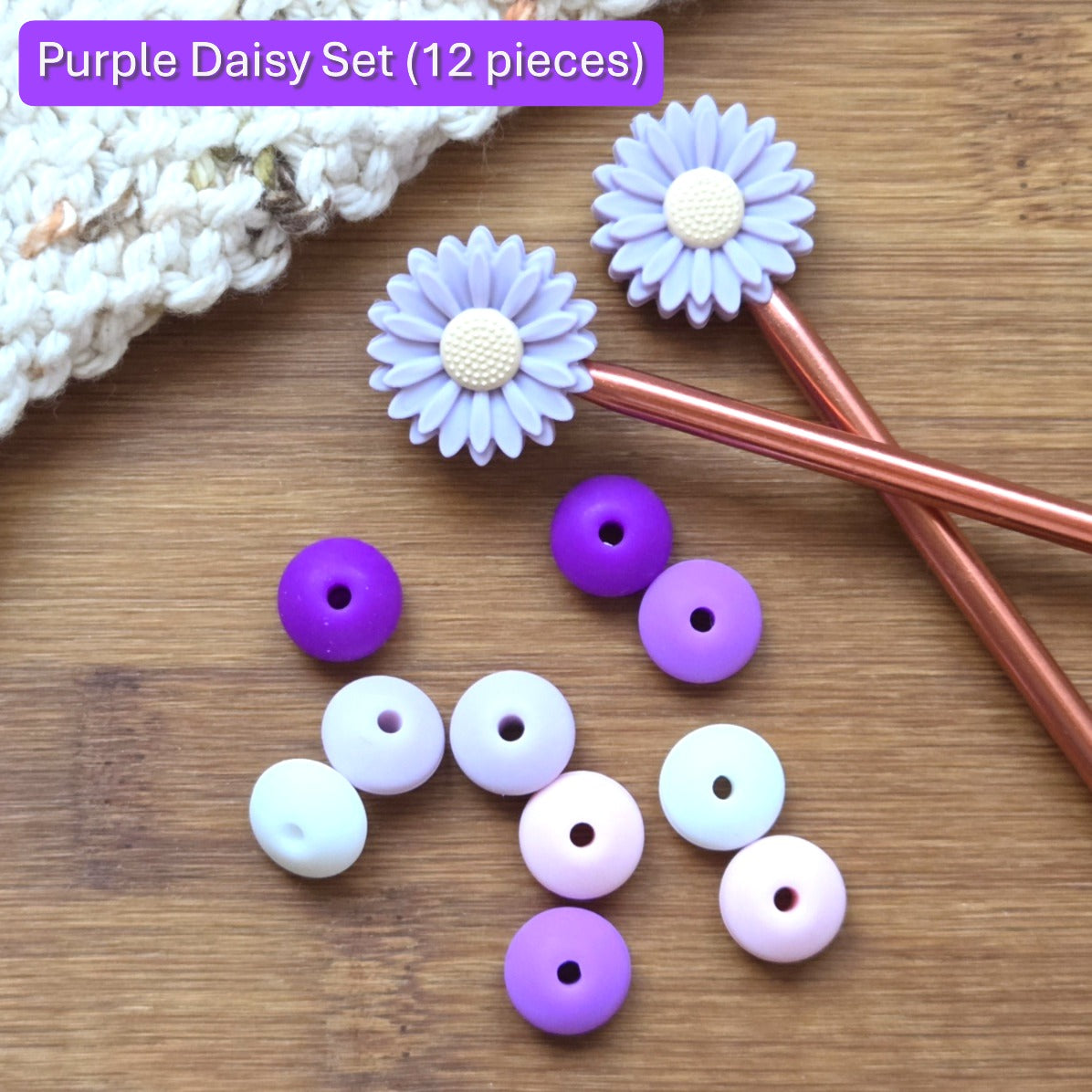 DAISY STITCH STOPPERS / Knitting Needle Toppers / Notions