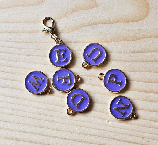 PURPLE LETTER CHARM / Planner Charm / Journal Charm / Zipper Pull / Bookmark Charm / Personalized Charm