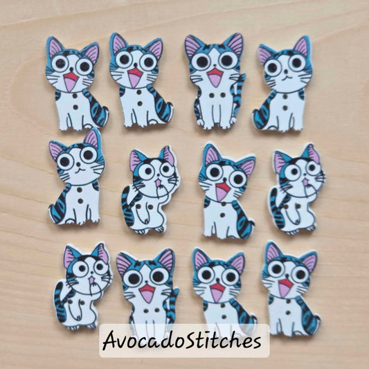 PURRFECT CAT / 8 buttons / Wooden Buttons / Sewing Buttons