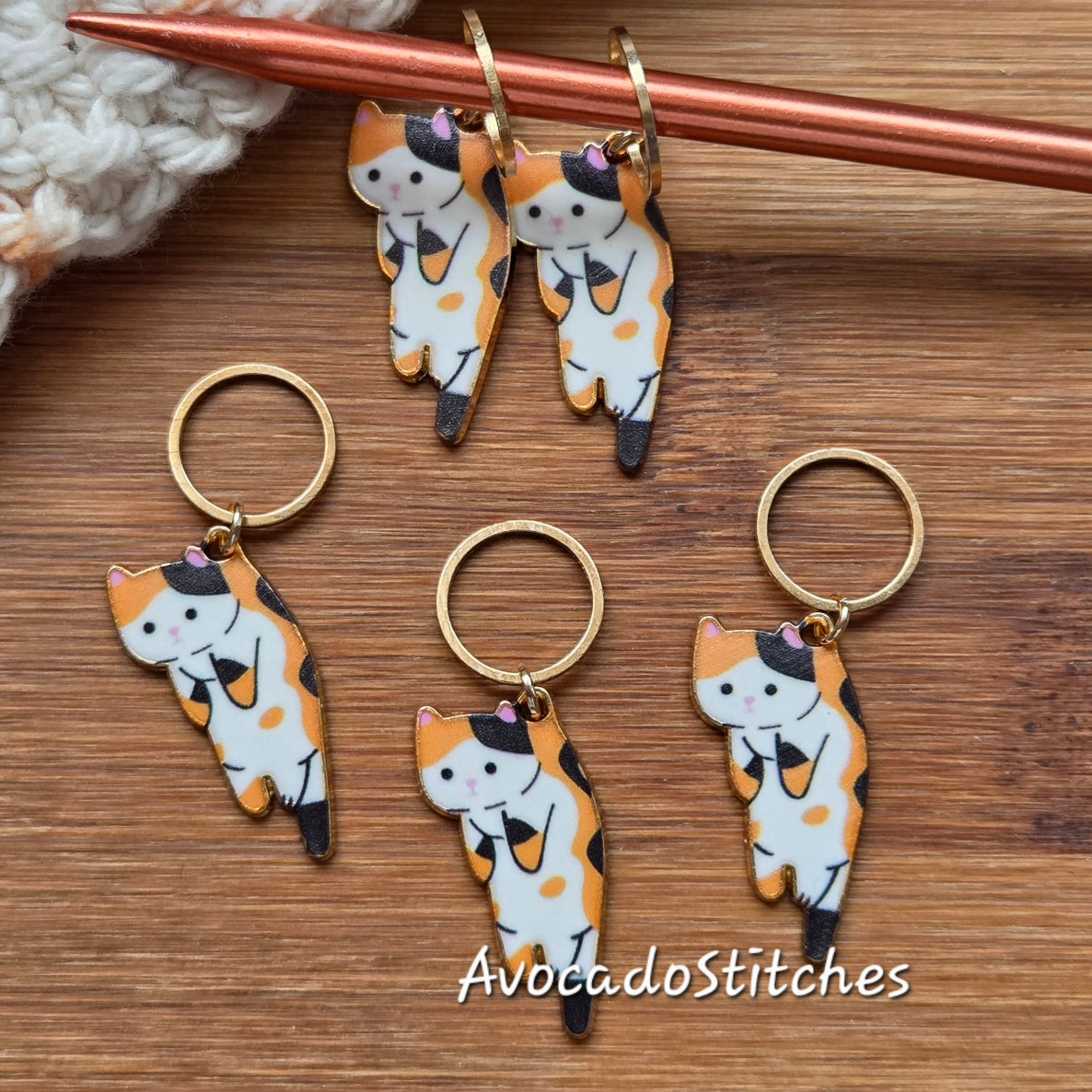 PURRFECT FIVE - 5 pieces / Knitting Crochet Stitch Markers / Notions