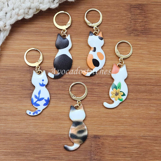 PURRTRAIT CAT - 5 pieces / Knitting Crochet Stitch Markers / Notions