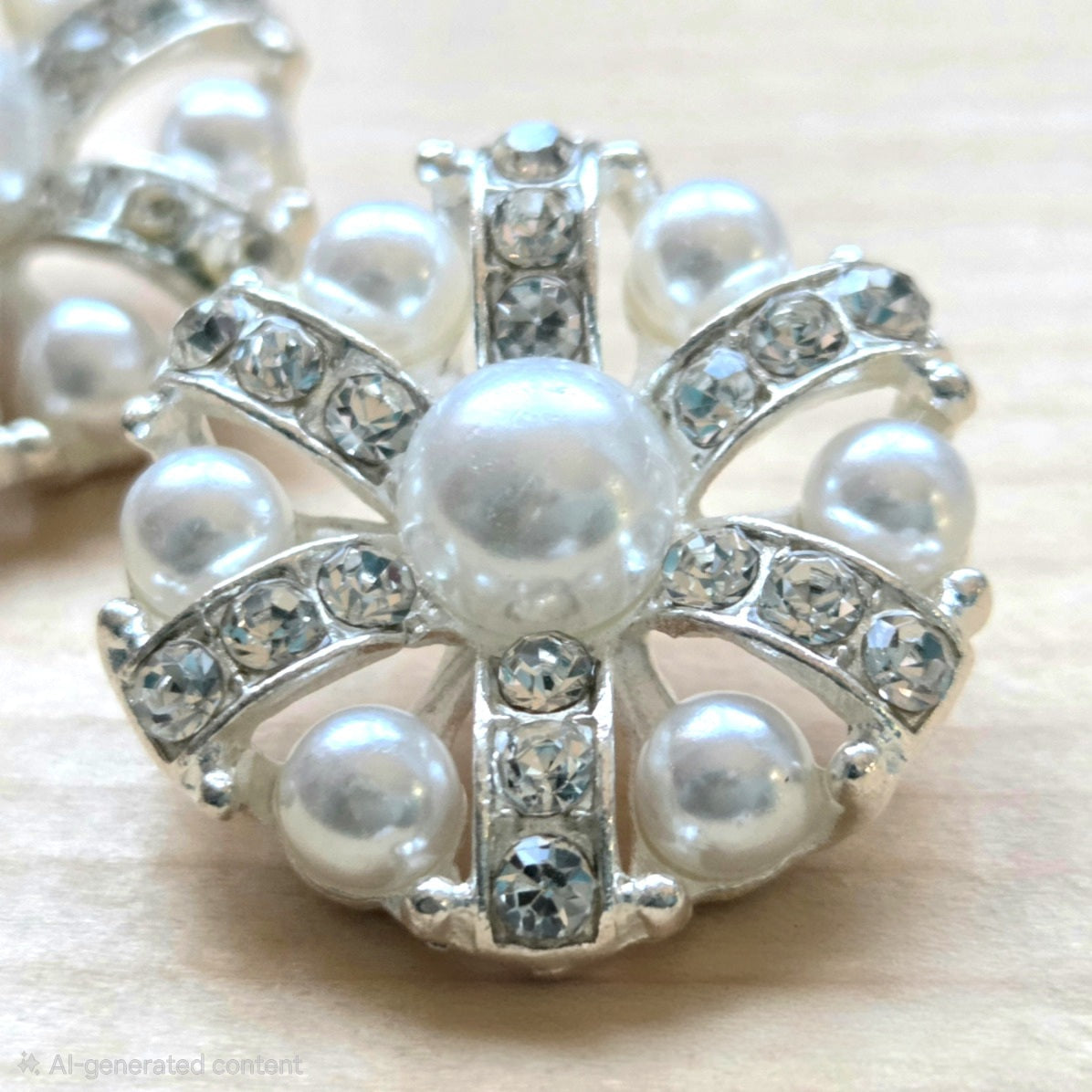 QUEEN'S PEARL / White Silver Metal Shank Buttons / 25mm (Set of 2)