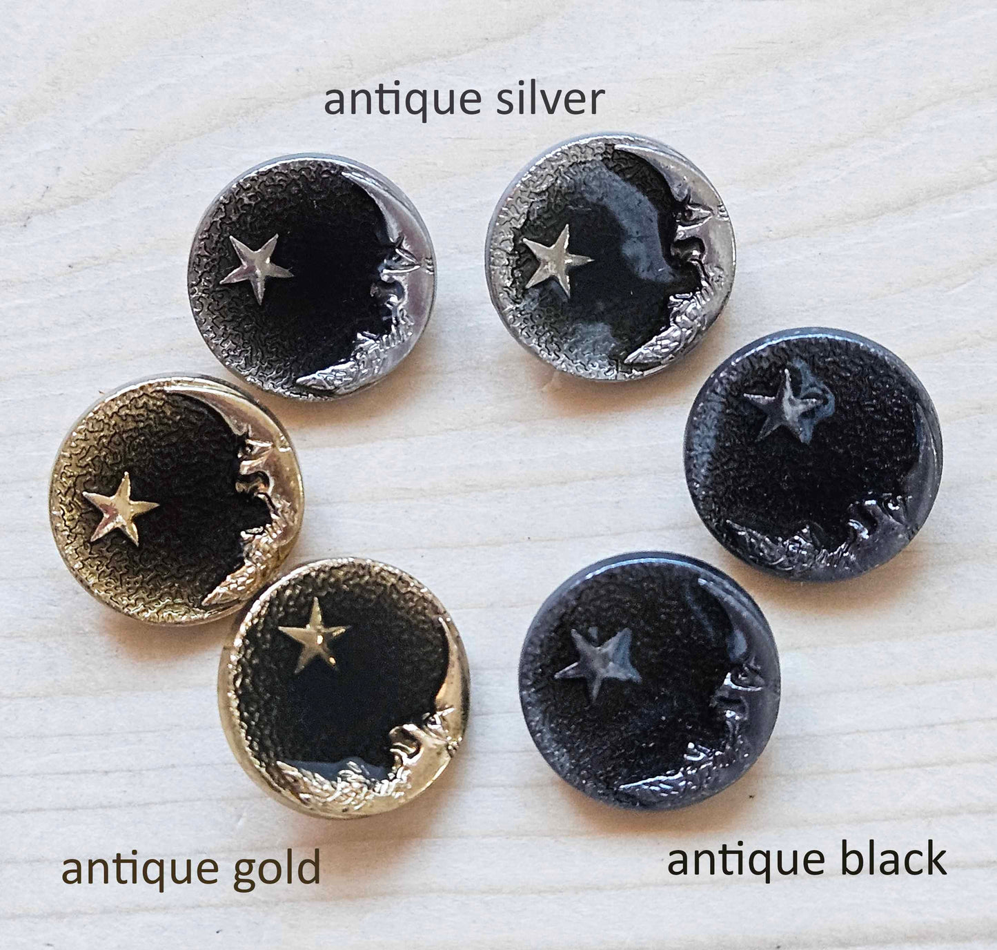 QUIET NIGHT SHANK / 18mm - 4 buttons / Metal Alloy Shank Buttons / Sewing Buttons