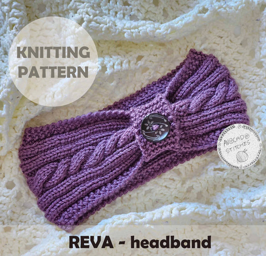 REVA HEADBAND (Digital Knitting Pattern) / Simple Cable Ear Warmer Pattern /  Digital Knitting Pattern