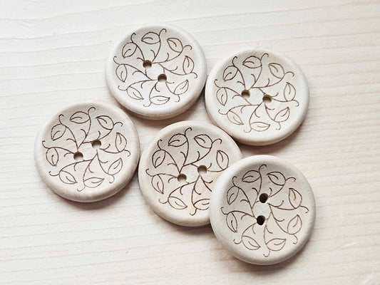 AvoDesigns RING OF VINES / 30mm - 4 buttons / Wooden Buttons / Unvarnished Buttons / Sewing Buttons