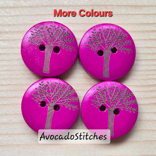 RAINBOW OAK TREE / 20mm - 6 buttons / Wooden Buttons / Sewing Buttons