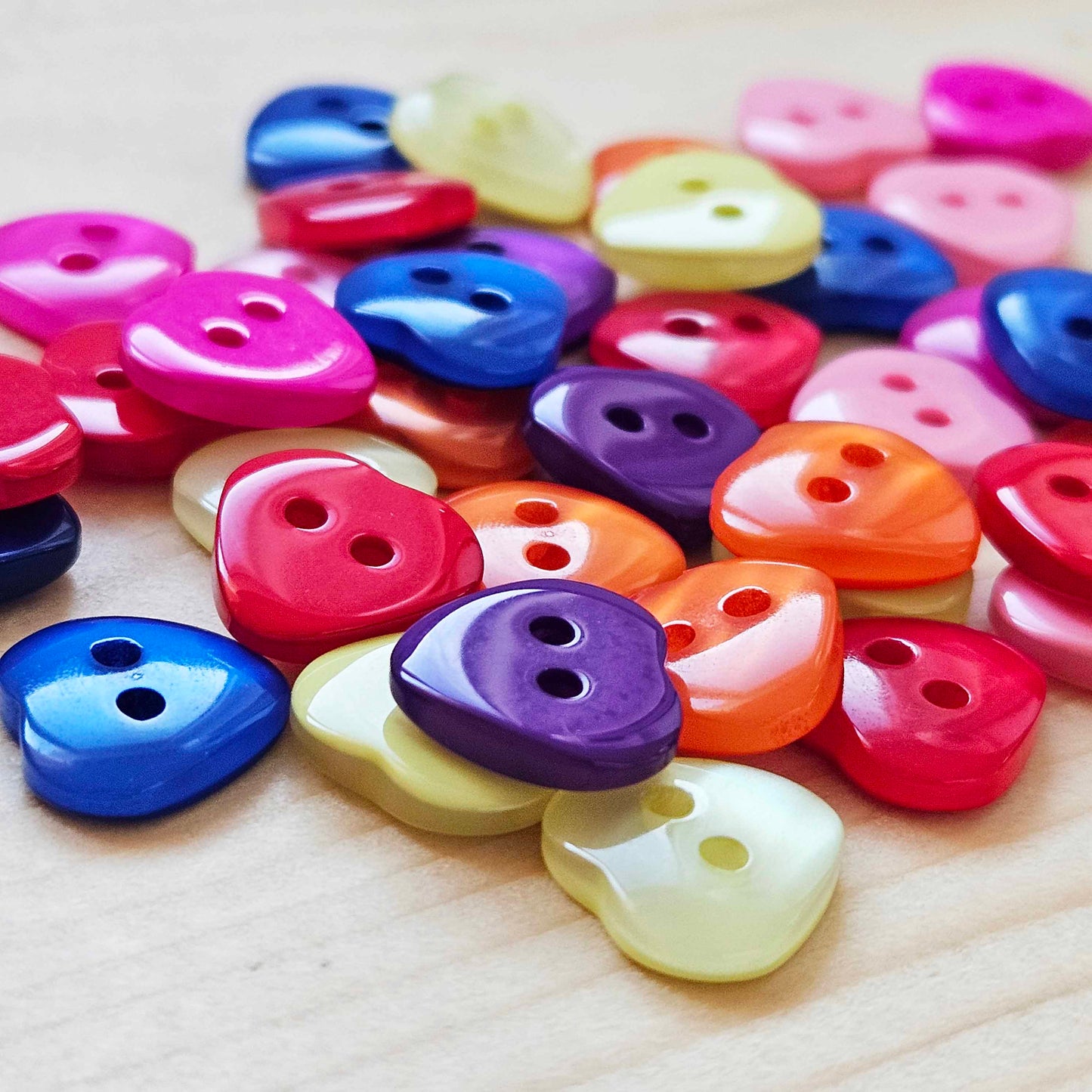 RAINBOW HEART / 13*13mm - 10 buttons / Kid Child Resin Buttons / Sewing Buttons