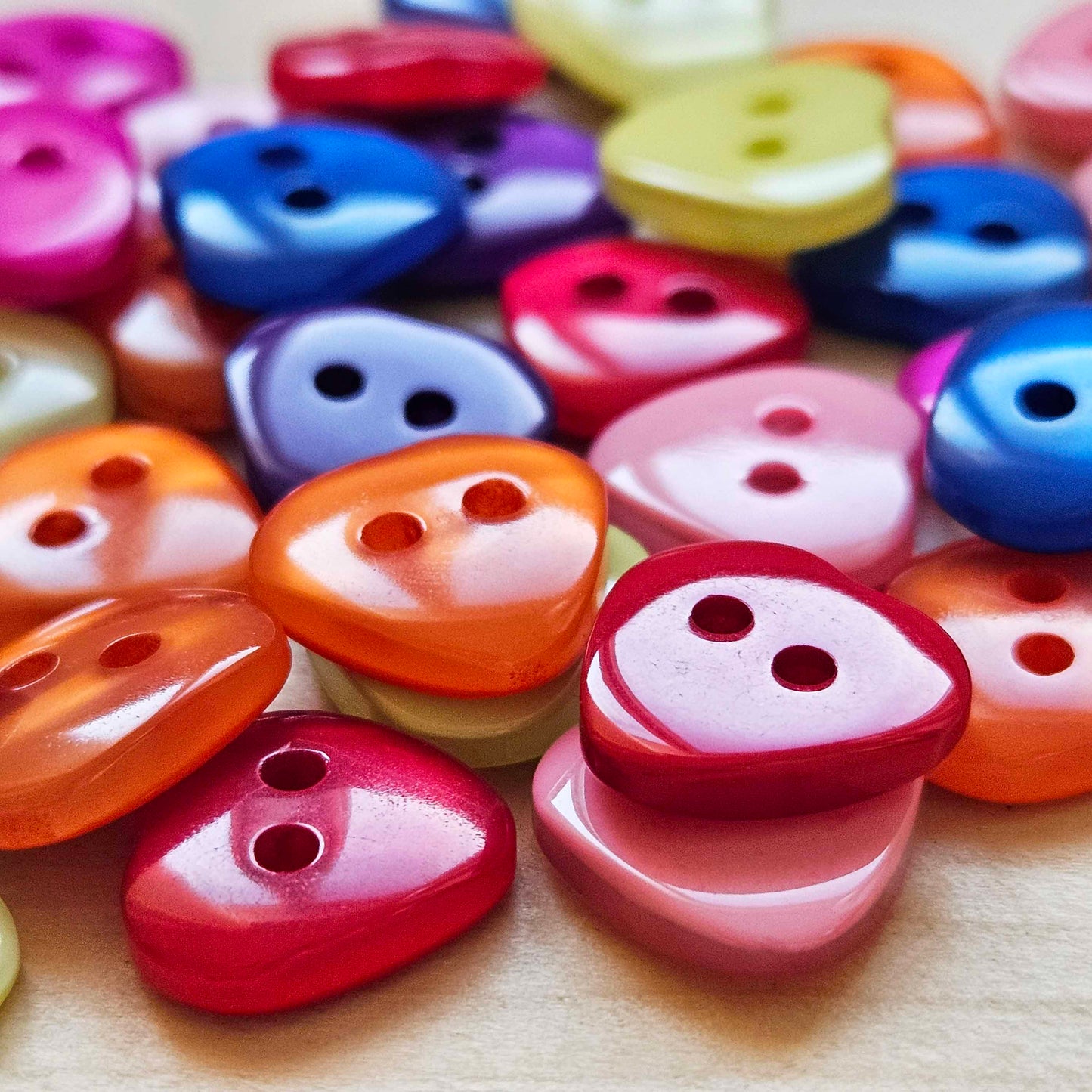 RAINBOW HEART / 13*13mm - 10 buttons / Kid Child Resin Buttons / Sewing Buttons