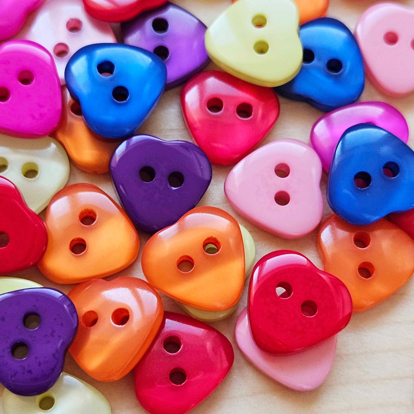 RAINBOW HEART / 13*13mm - 10 buttons / Kid Child Resin Buttons / Sewing Buttons