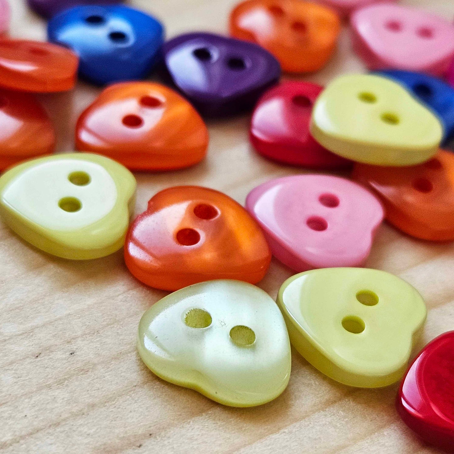 RAINBOW HEART / 13*13mm - 10 buttons / Kid Child Resin Buttons / Sewing Buttons